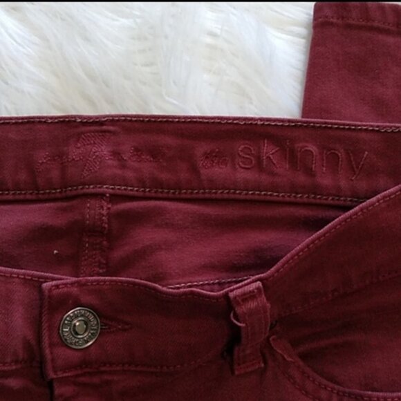 7 for All Mankind The Skinny Burgundy Cropped Jeans - Picture 8 of 16